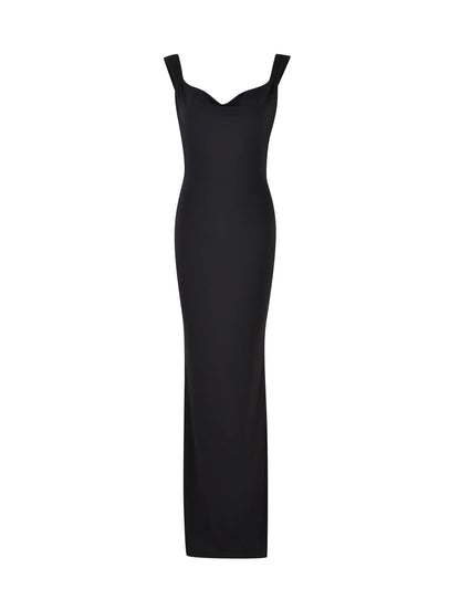Women's Elegant Satin Maxi Dress with Flowing Silhouette