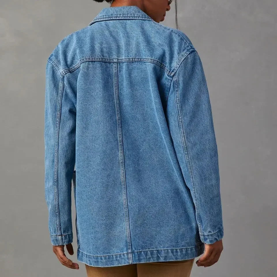 Women's Stylish Denim Blazer with Pockets | Perfect for Casual Days