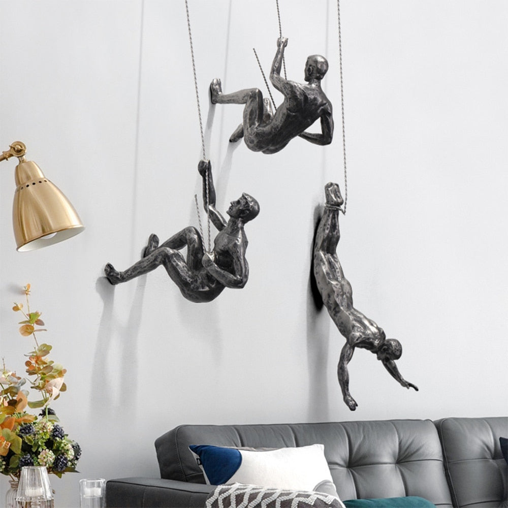 Wall Sculpture Art – Climbing Figures Decorative Accent 0