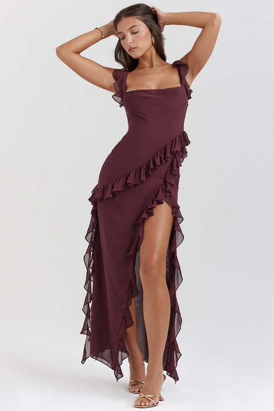 Women’s Maxi Dress with Ruffle and Slit