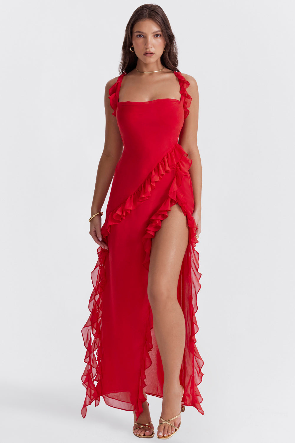 Women’s Maxi Dress with Ruffle and Slit