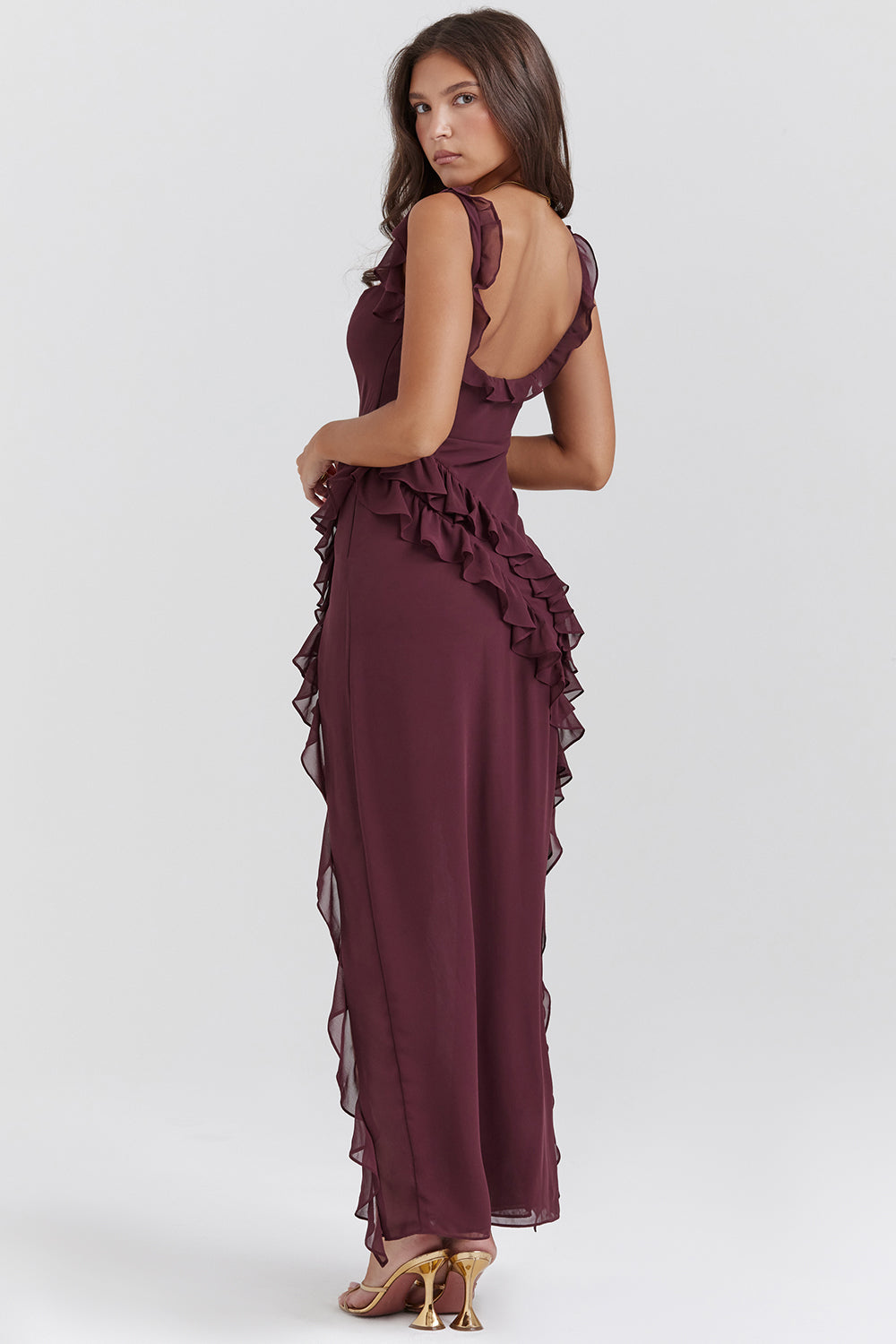 Women’s Maxi Dress with Ruffle and Slit