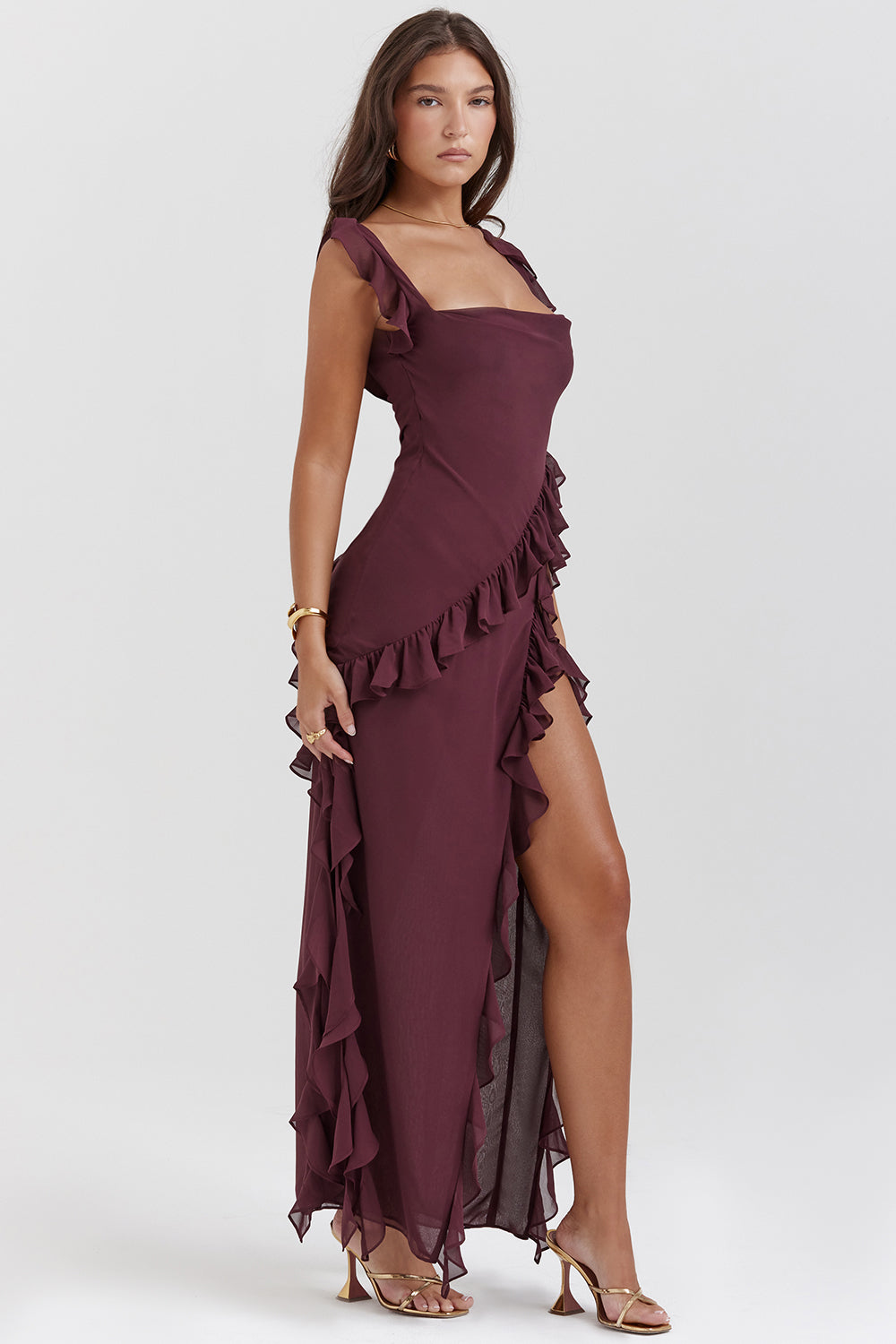 Women’s Maxi Dress with Ruffle and Slit