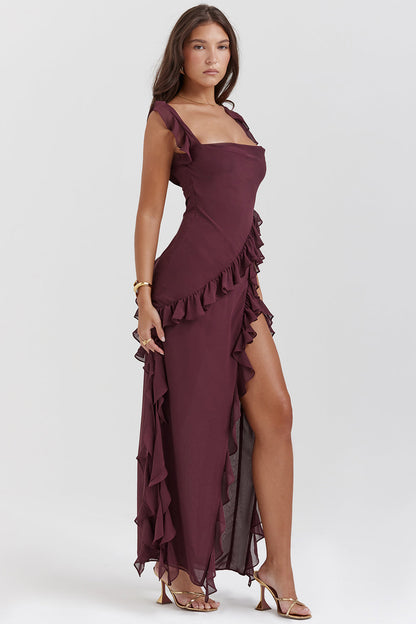 Women’s Maxi Dress with Ruffle and Slit