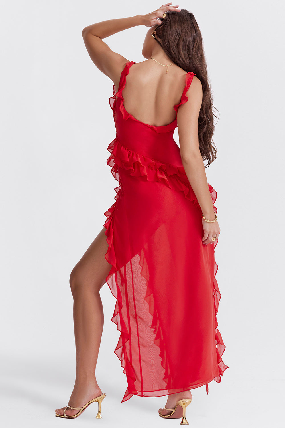 Women’s Maxi Dress with Ruffle and Slit