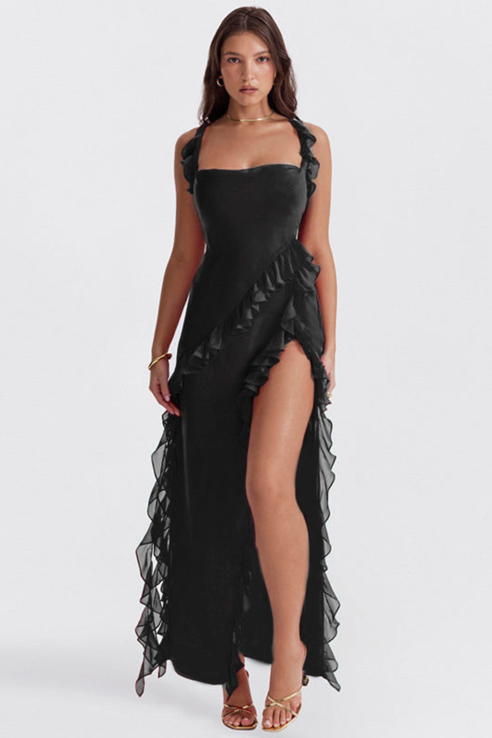 Women’s Maxi Dress with Ruffle and Slit