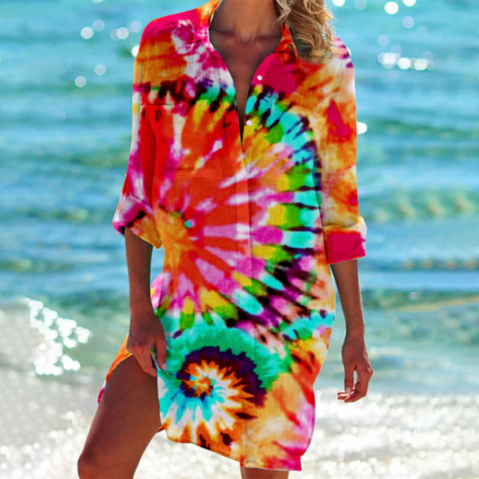 Women's Short Dress with Button Placket