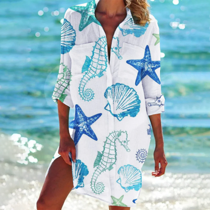Women's Short Dress with Button Placket