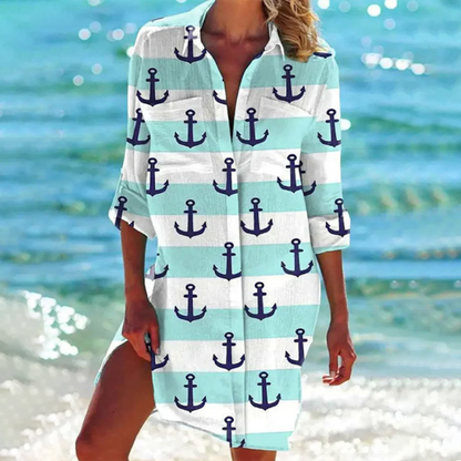 Women's Short Dress with Button Placket