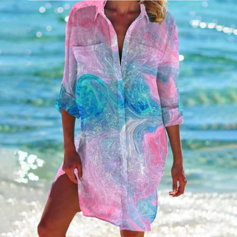 Women's Short Dress with Button Placket