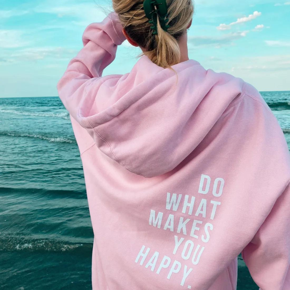 Women's Hooded Sweater with Text Print