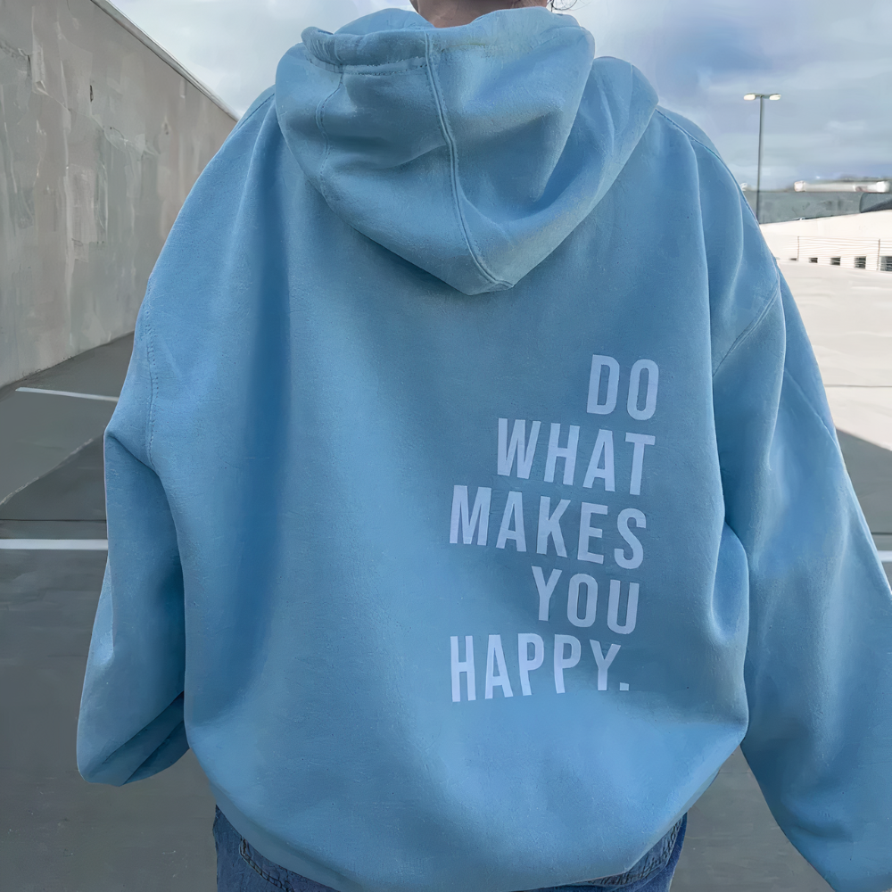 Women's Hooded Sweater with Text Print