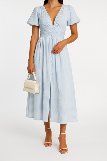 Women's Deep V-neck Midi Dress