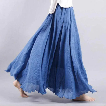 Women's Pleated Waist Maxi Skirt
