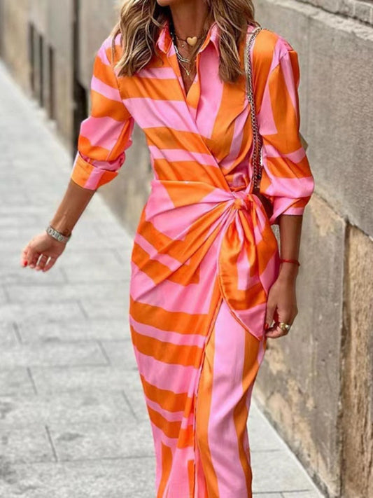Women's Wrap Dress with Collar