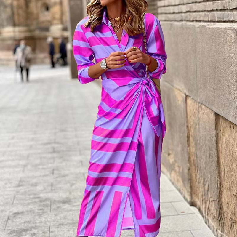 Women's Wrap Dress with Collar