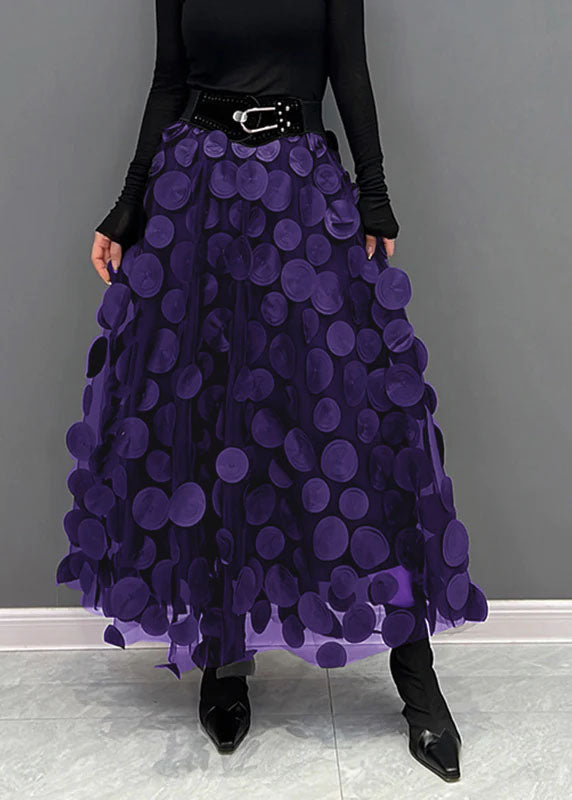 Women's Midi Skirt with Dot Patchwork Design