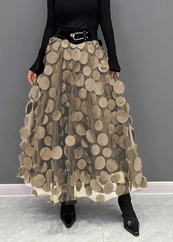 Women's Midi Skirt with Dot Patchwork Design
