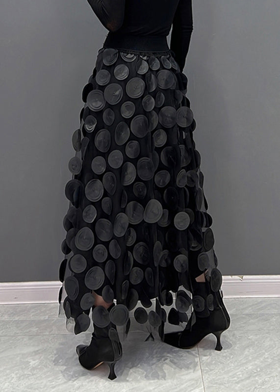 Women's Midi Skirt with Dot Patchwork Design