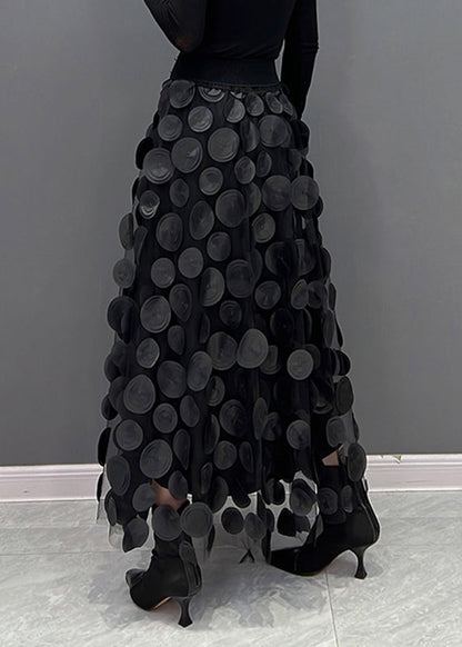 Women's Midi Skirt with Dot Patchwork Design