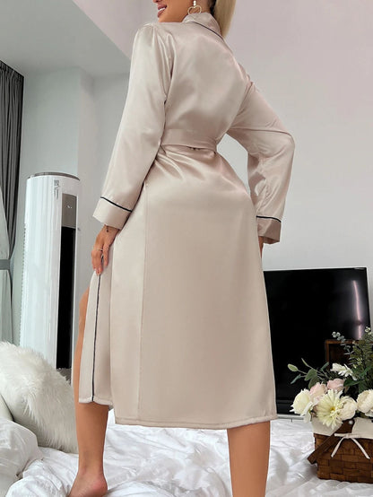 Women's Long Robe with Waist Tie
