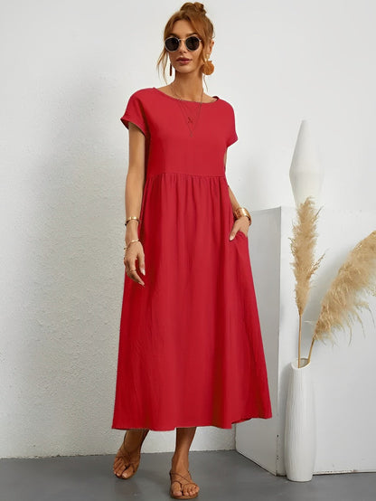 Women's Solid Color Midi Dress