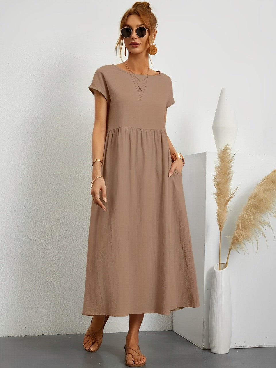 Women's Solid Color Midi Dress