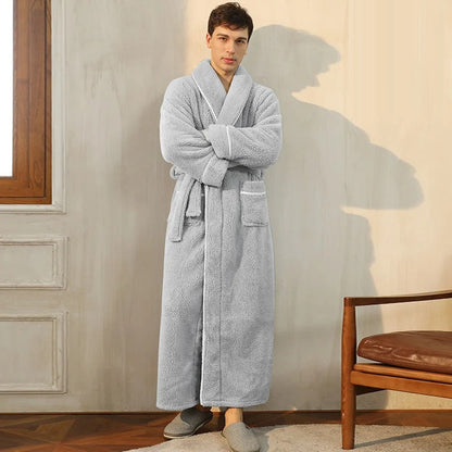 Men's Bathrobe with Wrap Collar