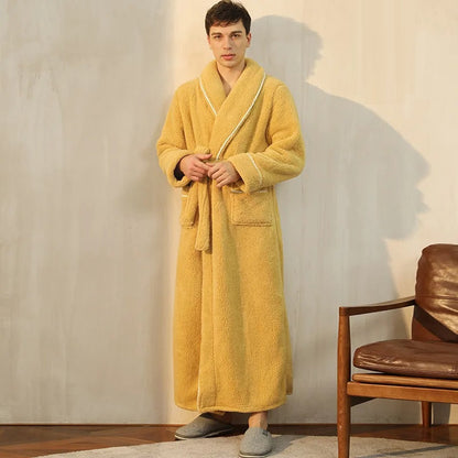 Men's Bathrobe with Wrap Collar