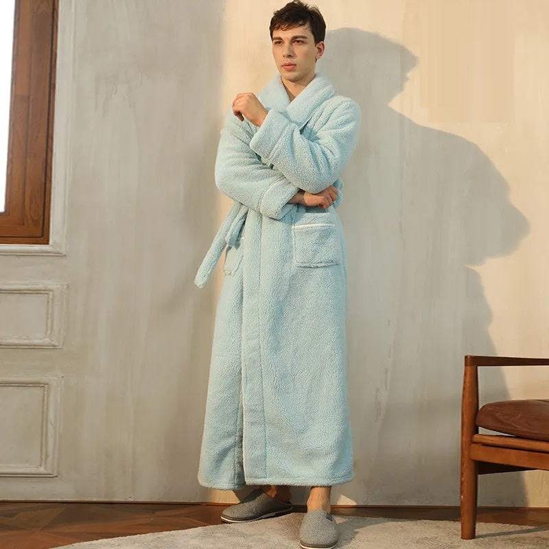 Men's Bathrobe with Wrap Collar