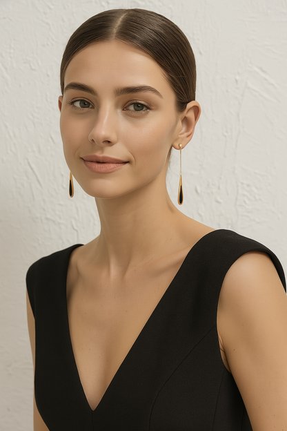 Women’s Dangle Earrings with Black Fringe 1