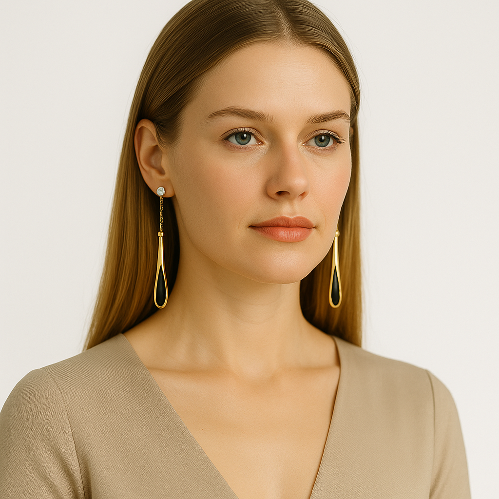 Women’s Dangle Earrings with Black Fringe 2