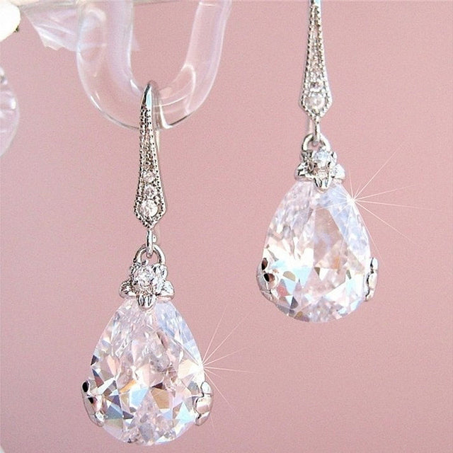 Women’s Drop Earrings with Pear Shape Design 0