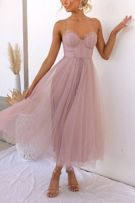 Women's Midi Dress with Sweetheart Neckline