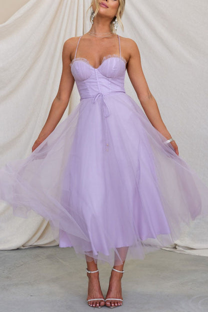 Women's Midi Dress with Sweetheart Neckline
