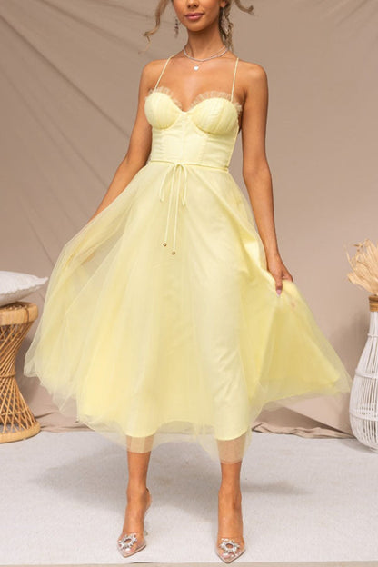 Women's Midi Dress with Sweetheart Neckline