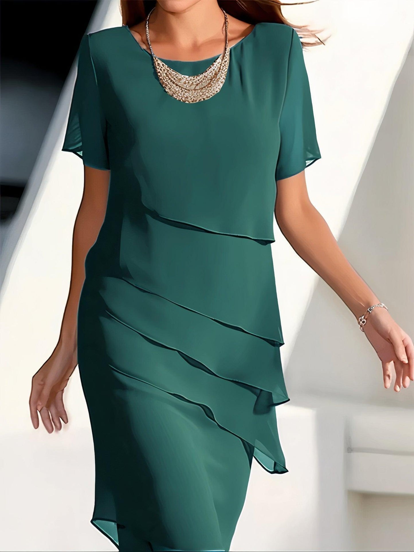 Women's Dress with Pleated Detail