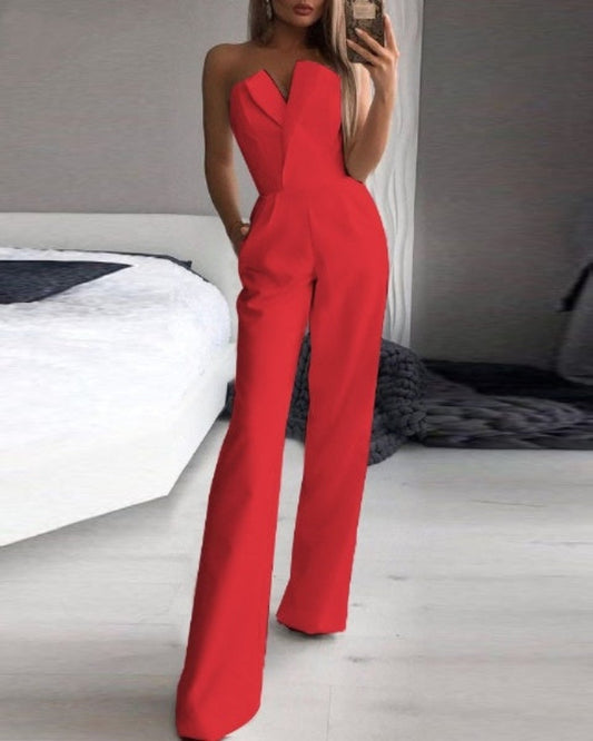 Women's Strapless Wide-Leg Jumpsuit