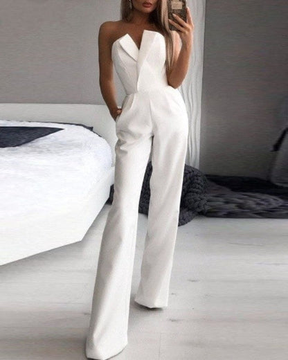Women's Strapless Wide-Leg Jumpsuit