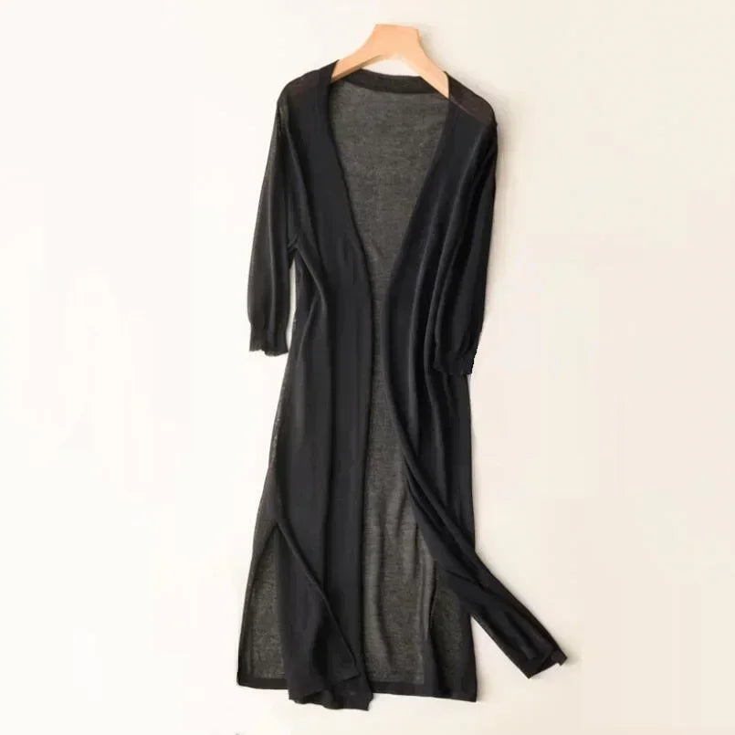 Women's Open Front Long Cardigan