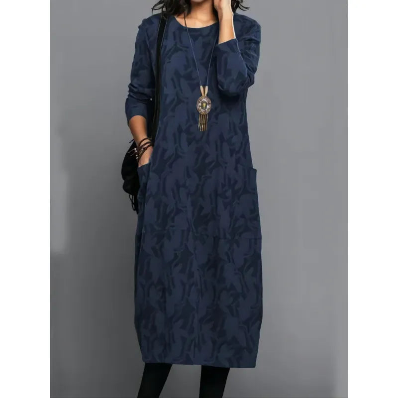 Women's Long Sleeve Long Dress with Pockets