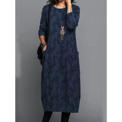 Women's Long Sleeve Long Dress with Pockets