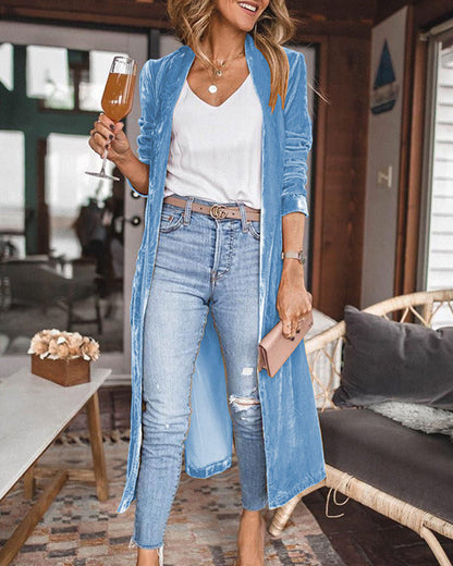 Women's Longline Cardigan with Open Front