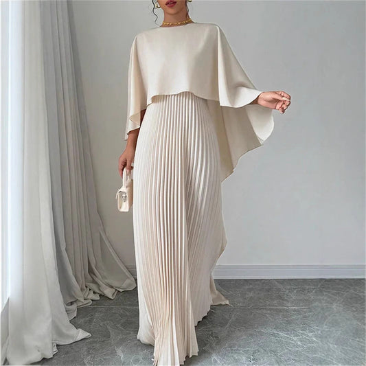 Women's Pleated Solid Color Maxi Dress