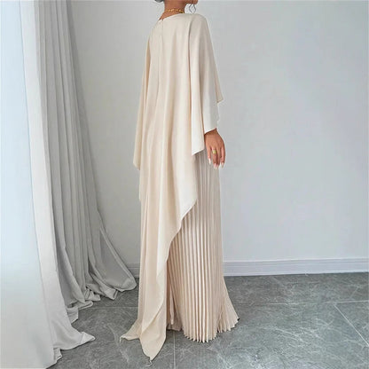 Women's Pleated Solid Color Maxi Dress