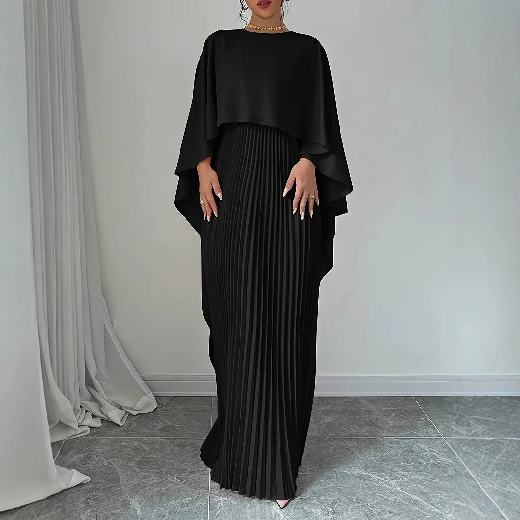 Women's Pleated Solid Color Maxi Dress
