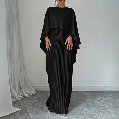 Women's Pleated Solid Color Maxi Dress