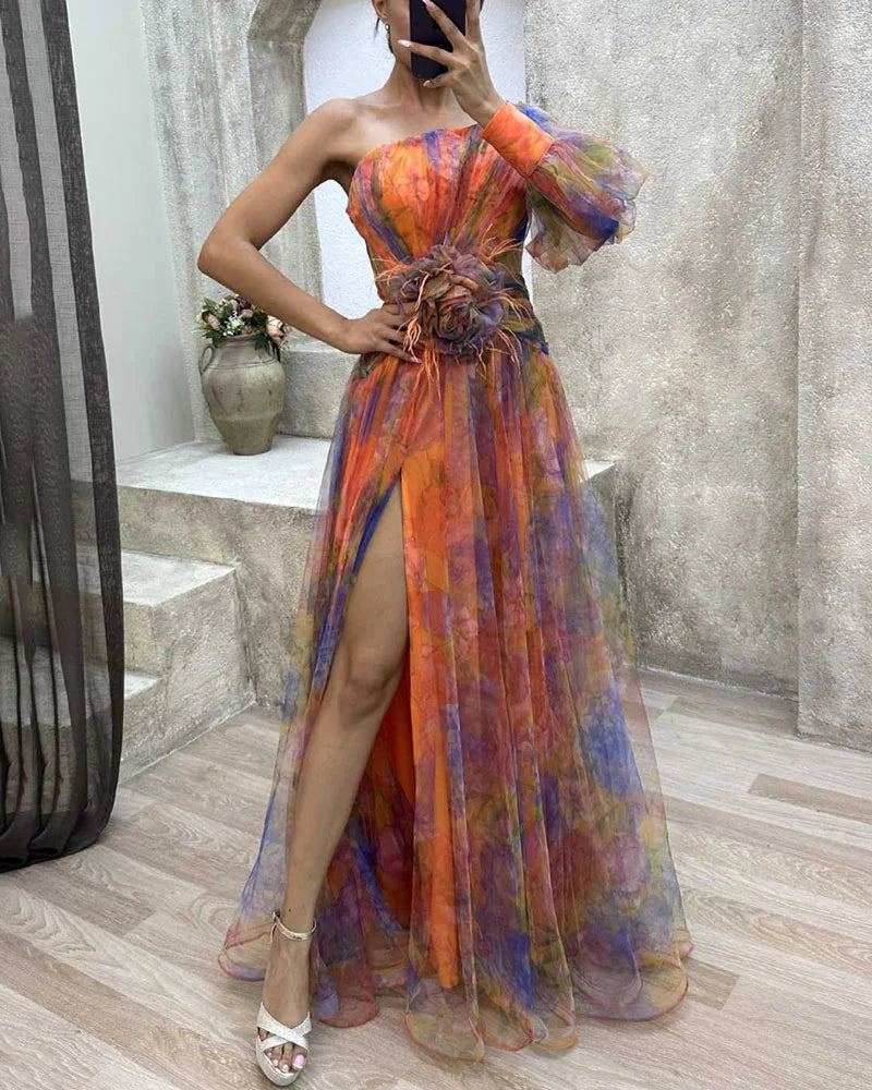 Women's One Shoulder Maxi Dress