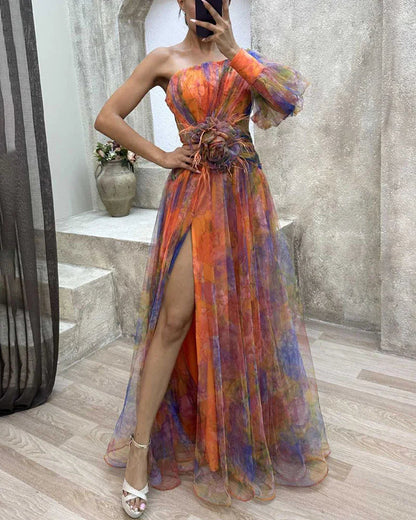 Women's One Shoulder Maxi Dress