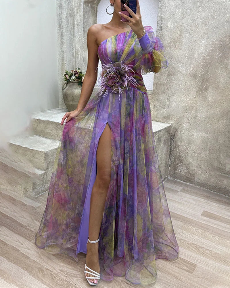 Women's One Shoulder Maxi Dress